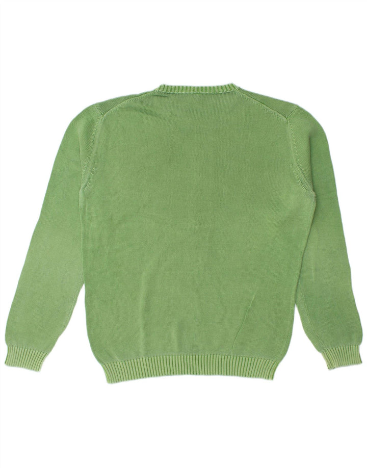 Suéter masculino Benetton com gola redonda, verde médio