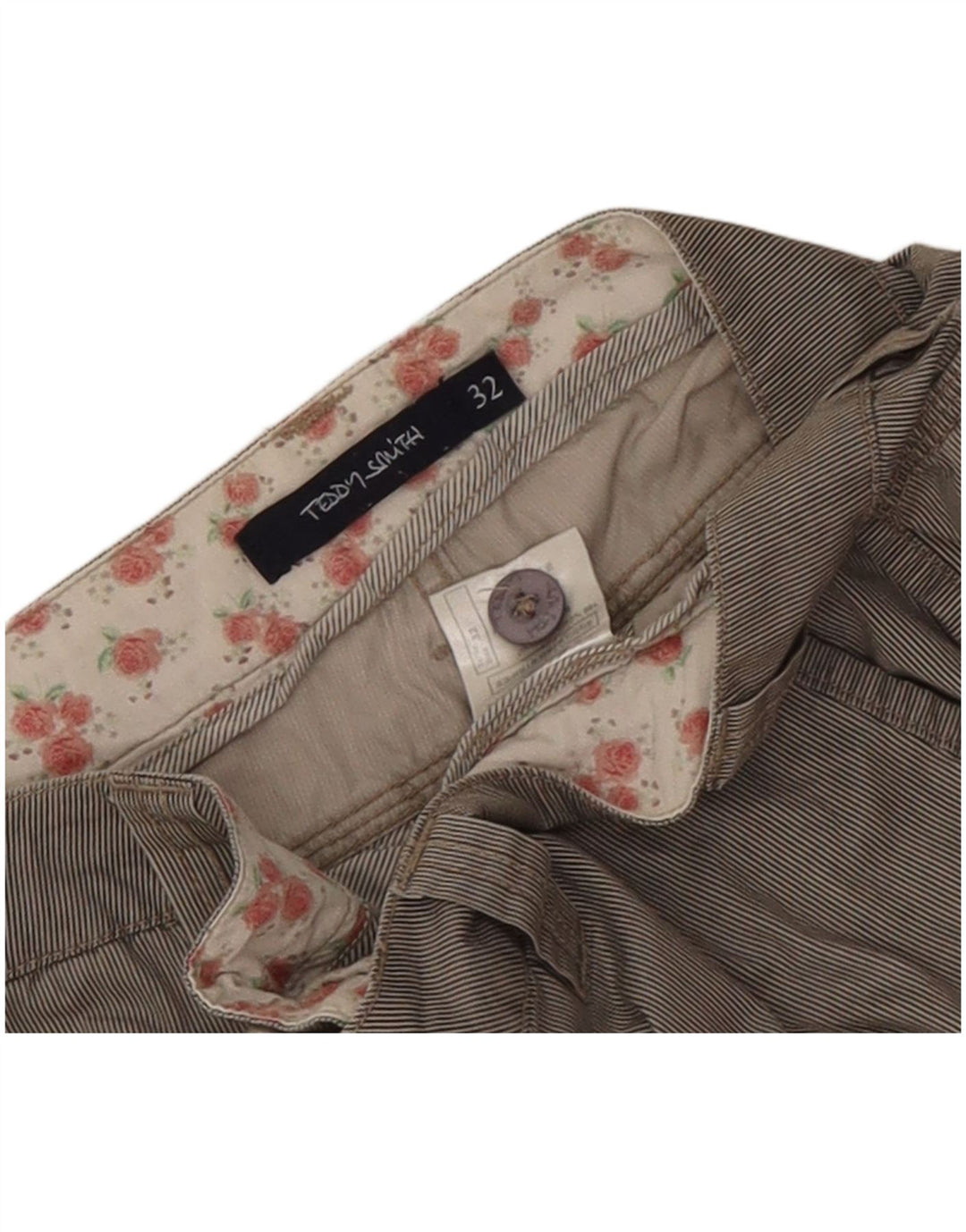 Shorts cargo masculino Teddy Smith W32 algodão listrado cinza médio