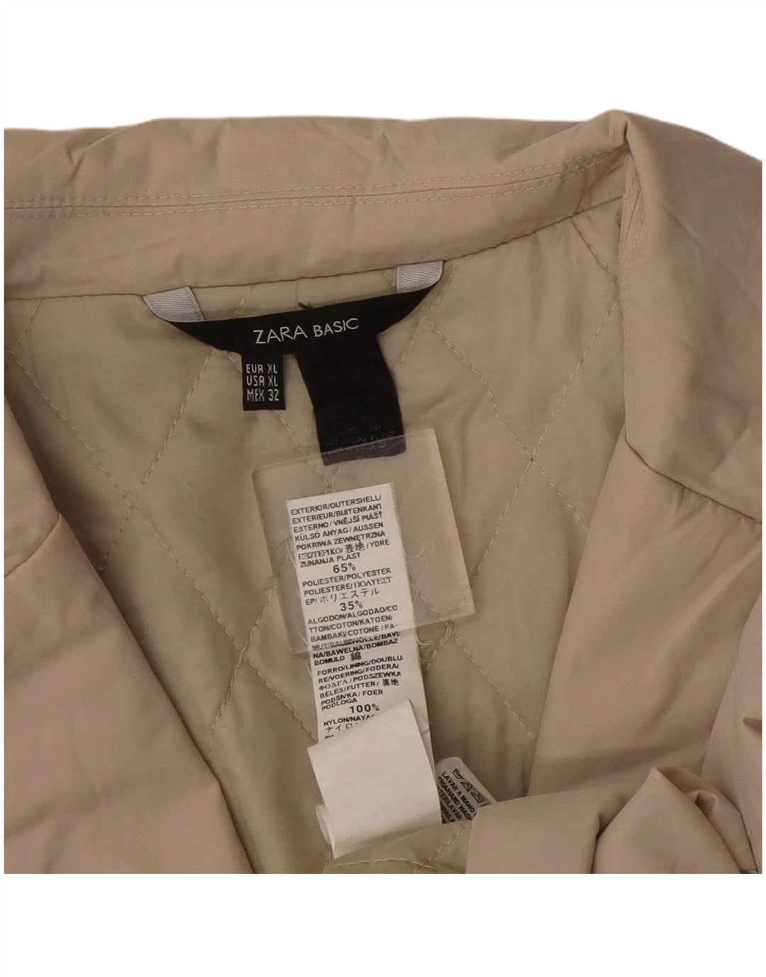 Jaqueta Blazer Zara Mulher UK 18 XL Bege Poliéster