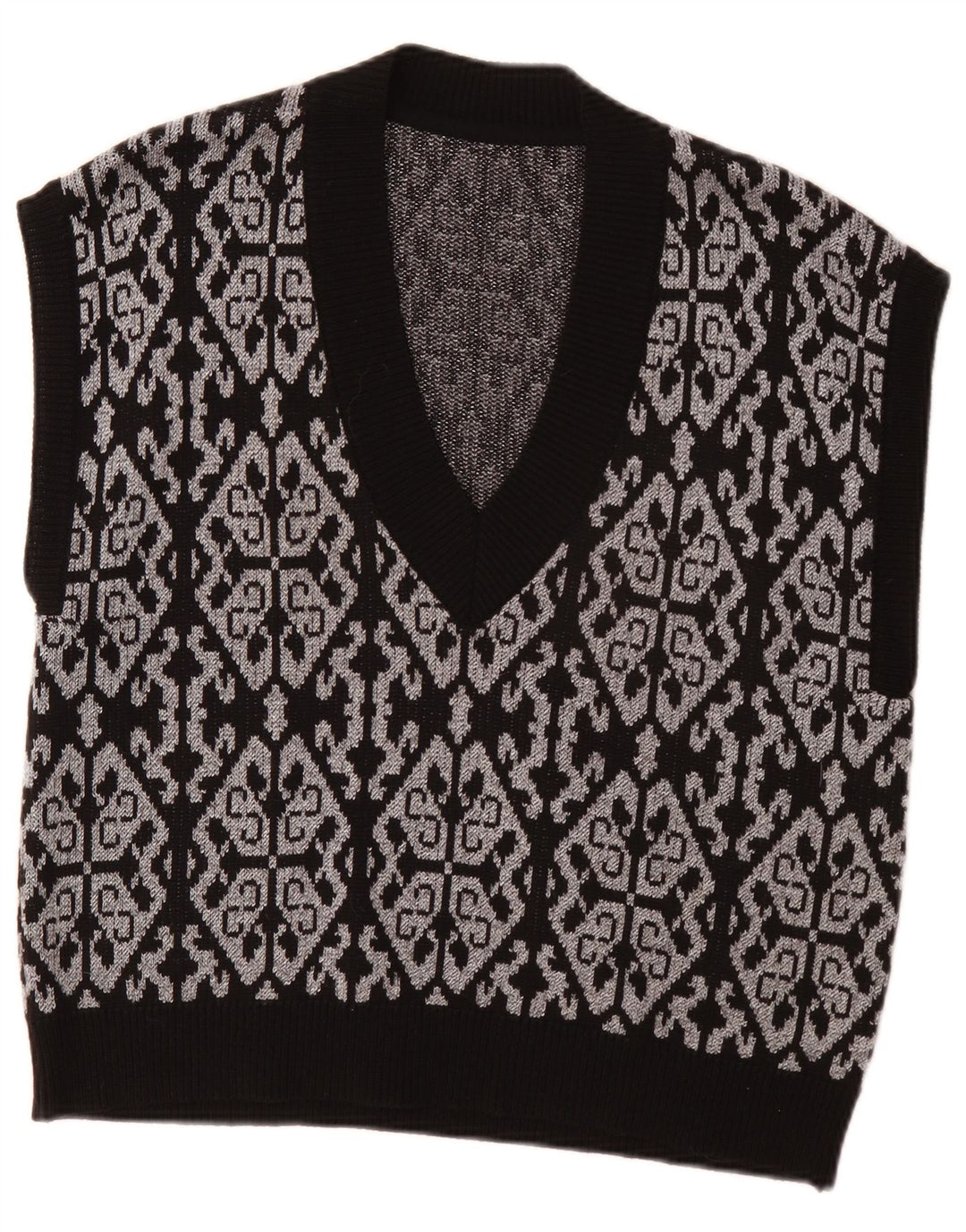 Colete feminino vintage regata EU 46 XL preto Fair Isle poliéster