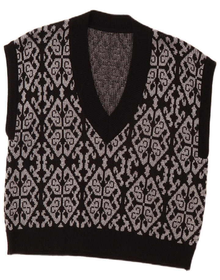 Colete feminino vintage regata EU 46 XL preto Fair Isle poliéster