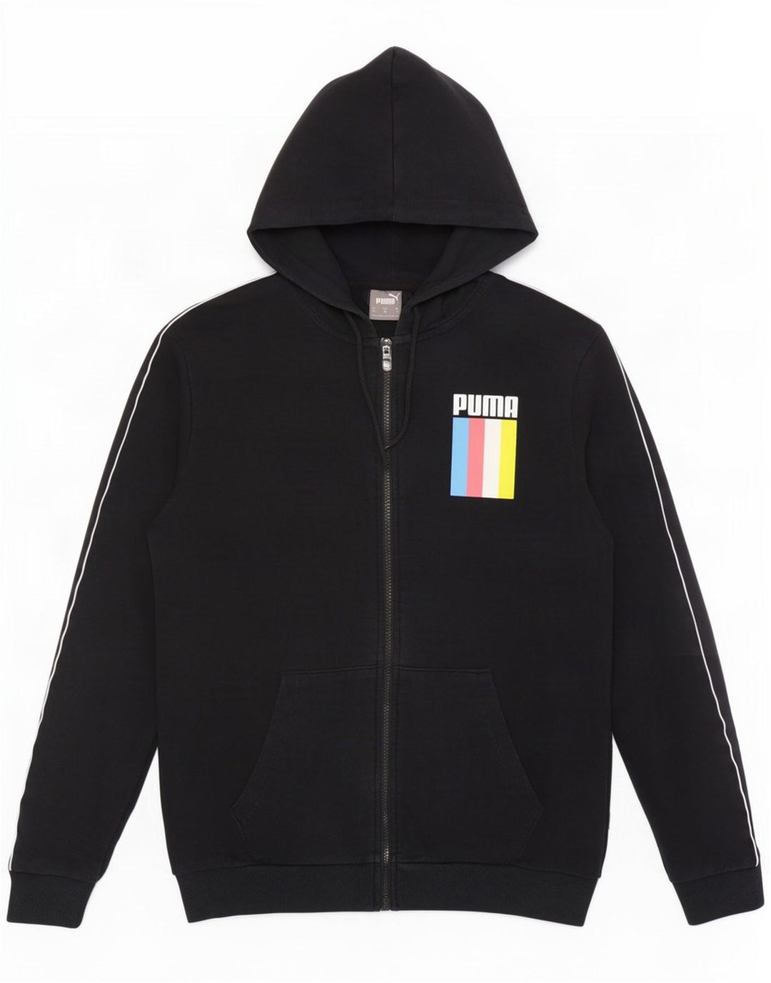 Suéter masculino Puma Graphic Zip com capuz médio preto
