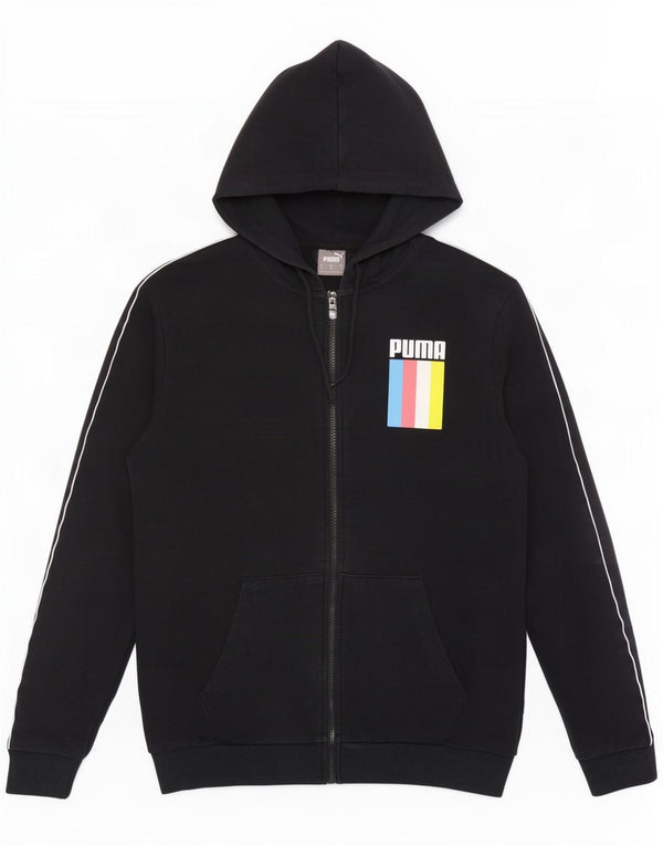 Suéter masculino Puma Graphic Zip com capuz médio preto