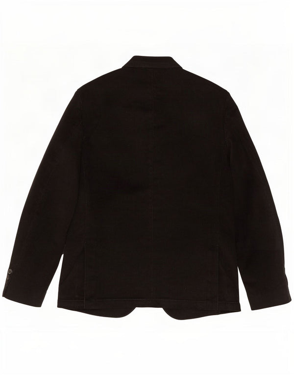 Jaqueta blazer masculina Bottega Del Sarto com 2 botões Reino Unido 44 2XL algodão preto