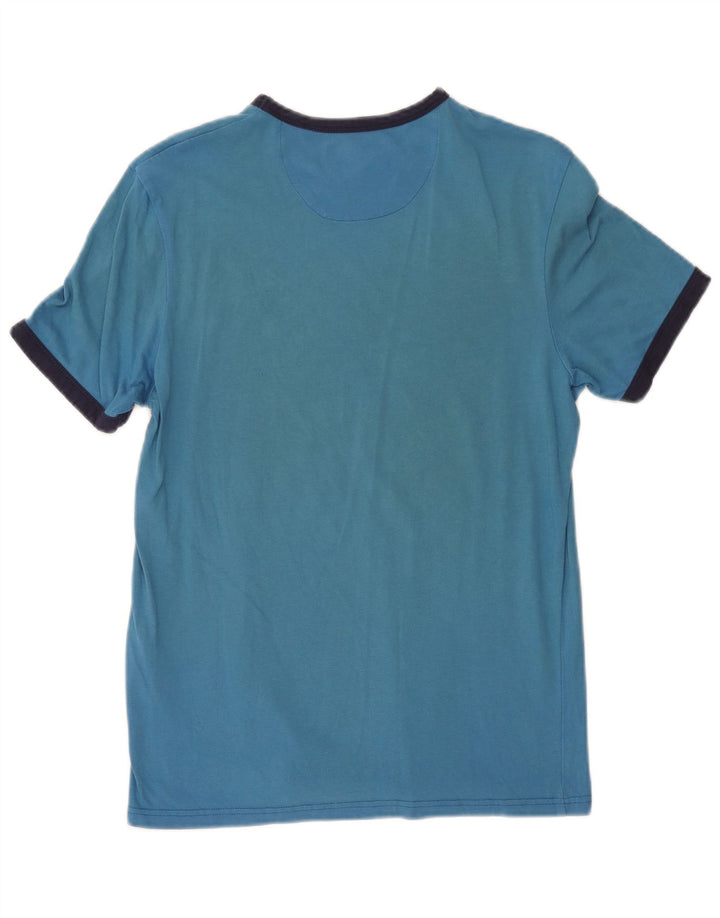 Lyle & Scott Camiseta masculina top pequeno azul colorblock algodão