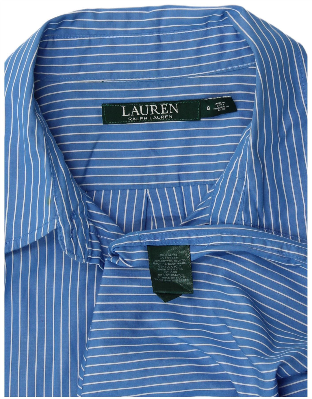 Camisa feminina Ralph Lauren EUA 8 algodão listrado azul médio