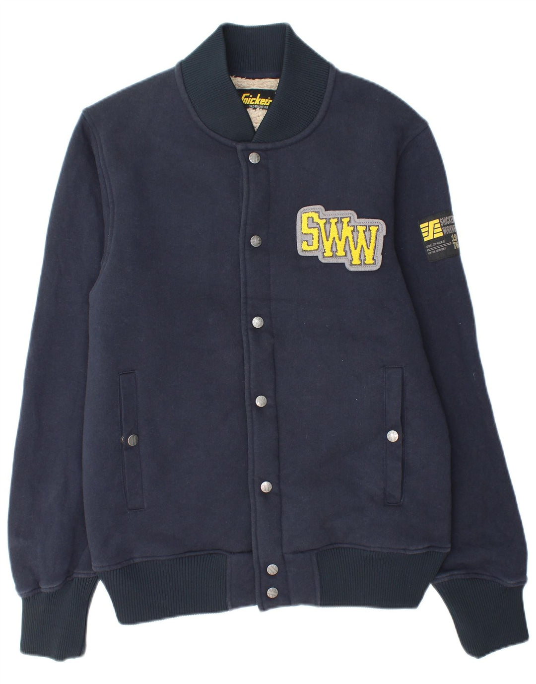 Jaqueta masculina SNICKERS Workwear Sherpa Varsity Reino Unido 38 algodão azul marinho médio