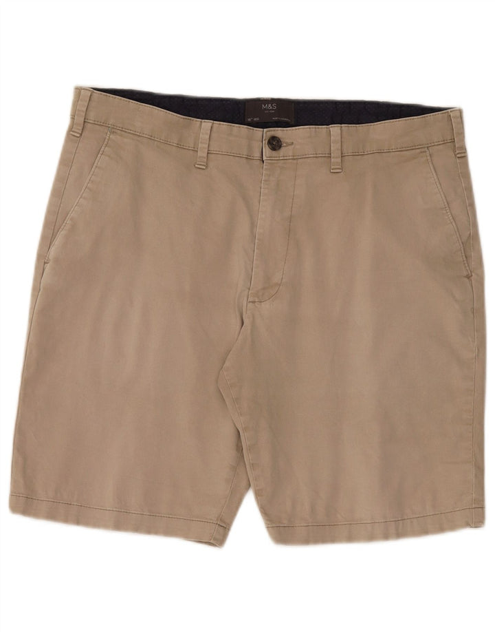 Shorts chino masculino Marks & Spencer W36 grande algodão bege