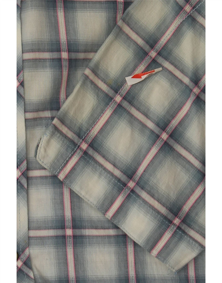 Camisa masculina de manga curta Levi's de algodão xadrez azul médio