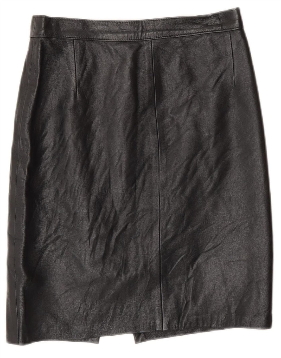 Saia de couro feminina vintage IT 42 médio W26 preta