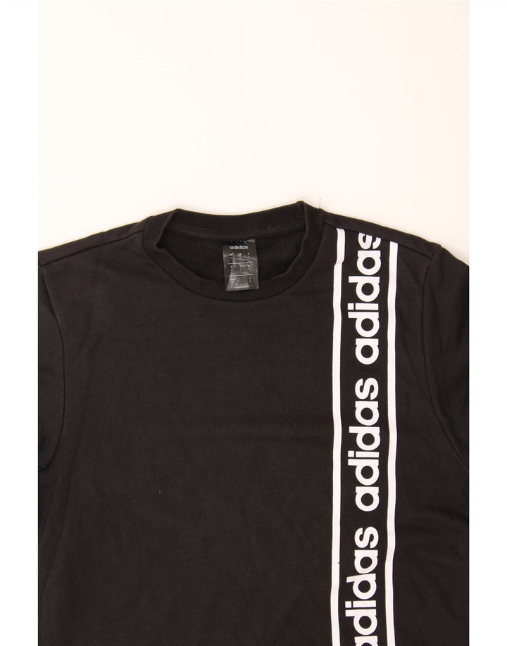 ADIDAS Mens Graphic Sweatshirt Jumper Small Black Cotton Vintage Adidas and Second-Hand Adidas from Messina Hembry 