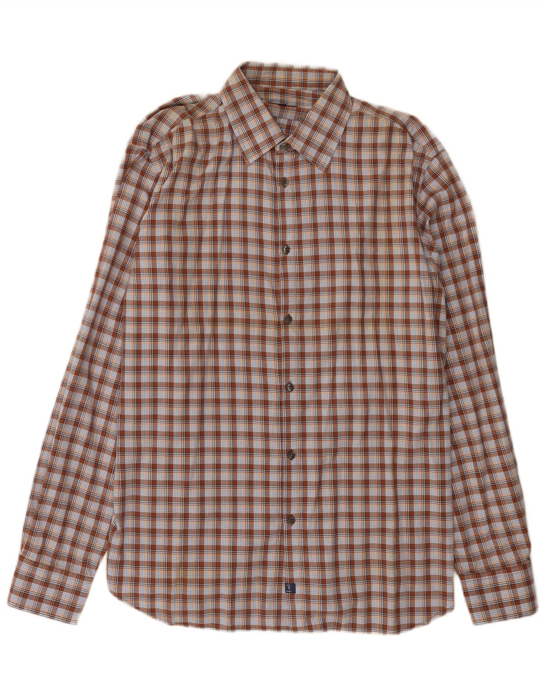 Trussardi Jeans Camisa masculina 2XL algodão xadrez marrom