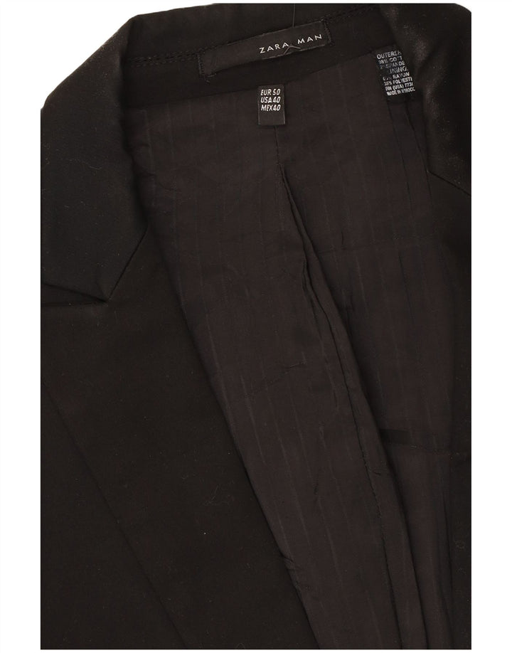 Jaqueta blazer masculina Zara com 1 botão EU 50 algodão preto médio