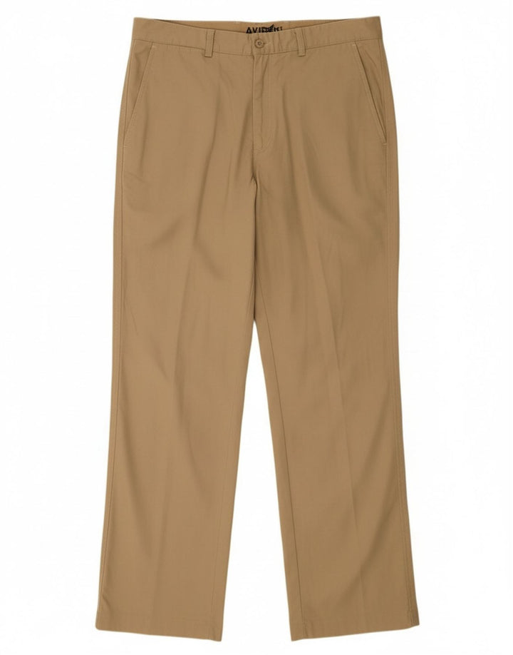 Calça chino reta masculina AVIREX W34 L31 algodão bege