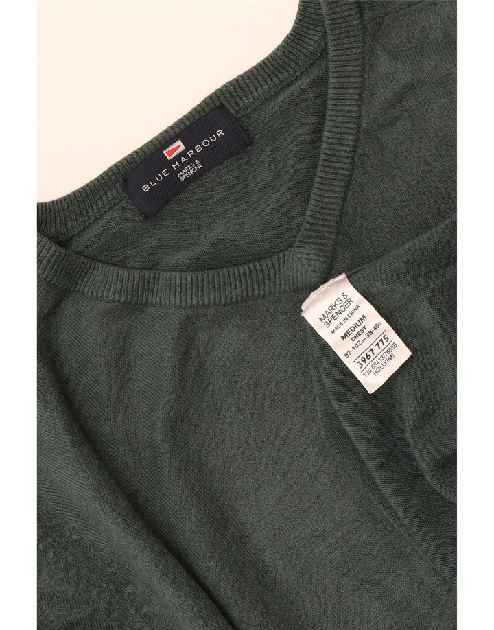 Suéter masculino com decote em V MARKS & SPENCER Reino Unido 38/40 verde médio