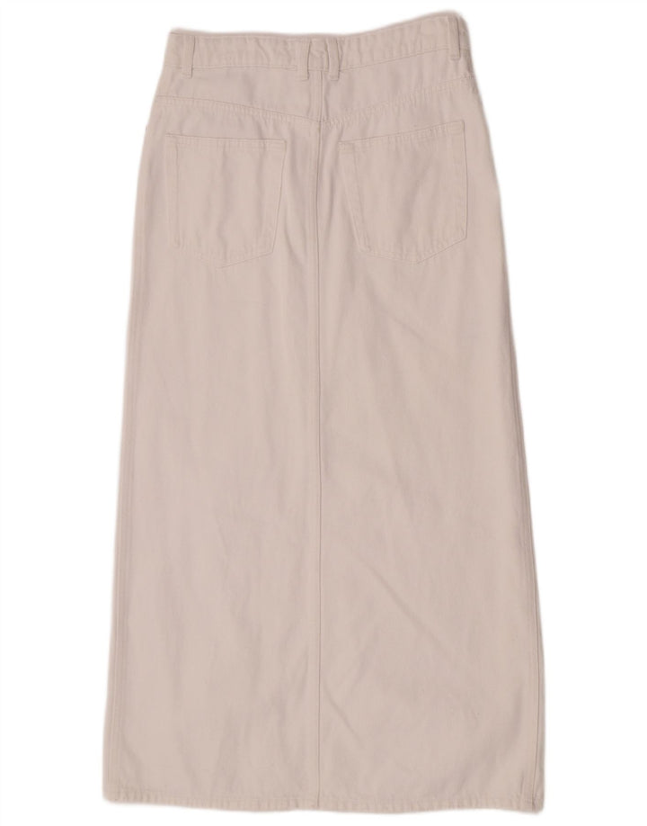 Saia jeans feminina manga média W30 algodão branco