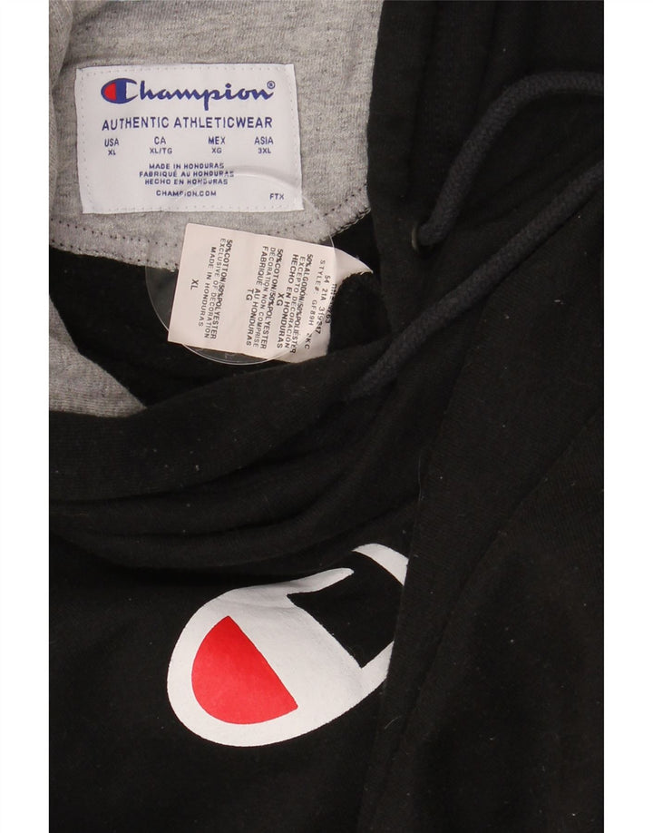 CHAMPION Mens Graphic Hoodie Jumper XL Black Cotton Vintage Champion and Second-Hand Champion from Messina Hembry 