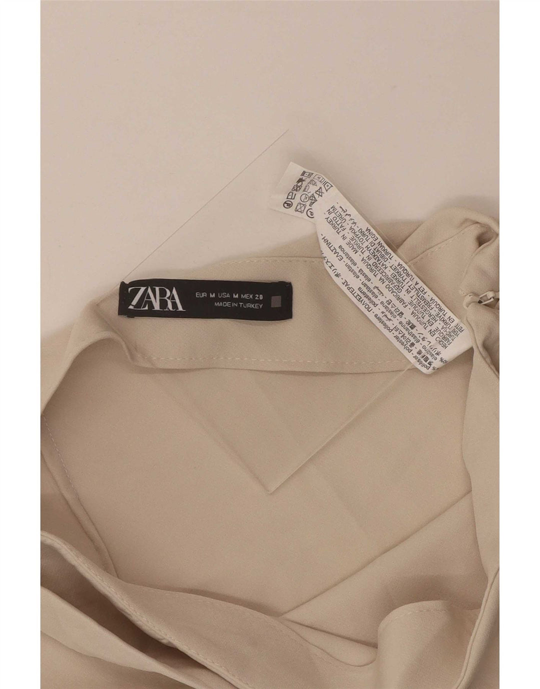 Zara Mini saia feminina média W28 poliéster bege