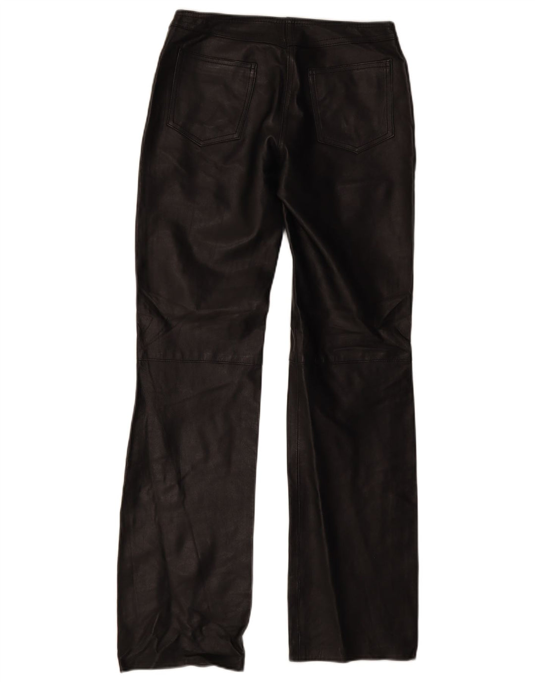 Calça feminina de couro bootcut XETRA IT 42 médio W28 L32 preta