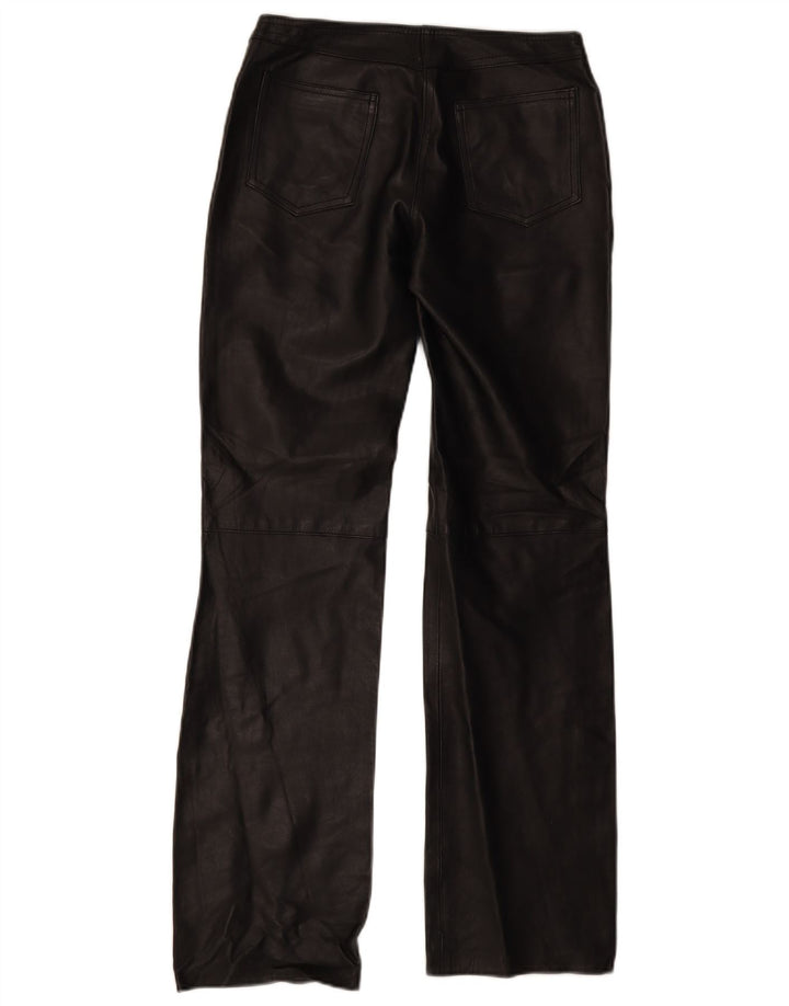 Calça feminina de couro bootcut XETRA IT 42 médio W28 L32 preta