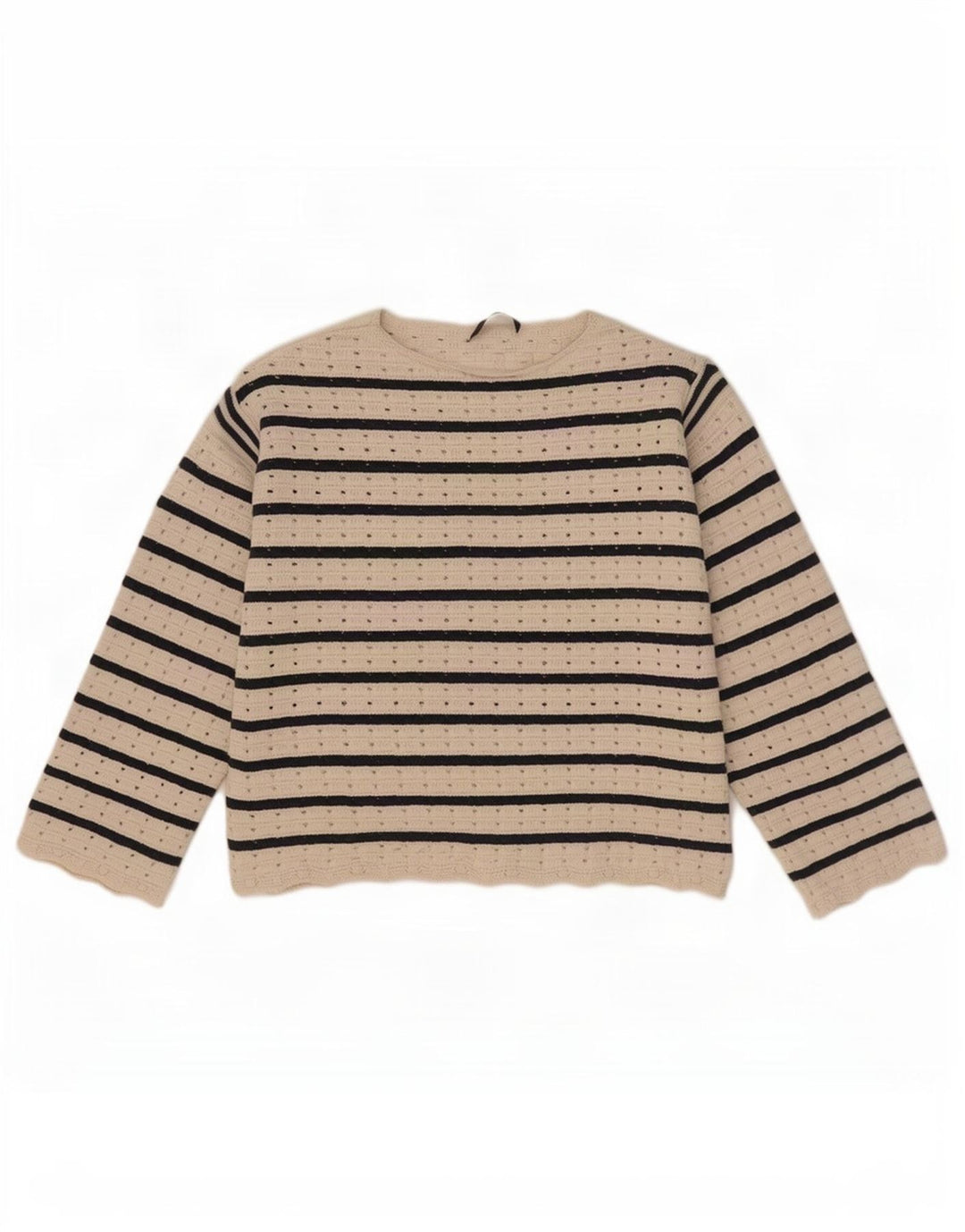 Suéter feminino Marks & Spencer com gola redonda e listrado branco médio UK 12