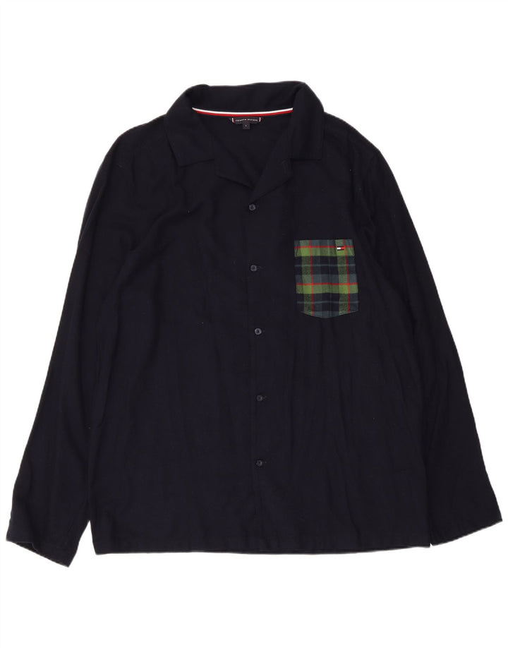Camisa masculina Tommy Hilfiger grande viscose xadrez azul marinho