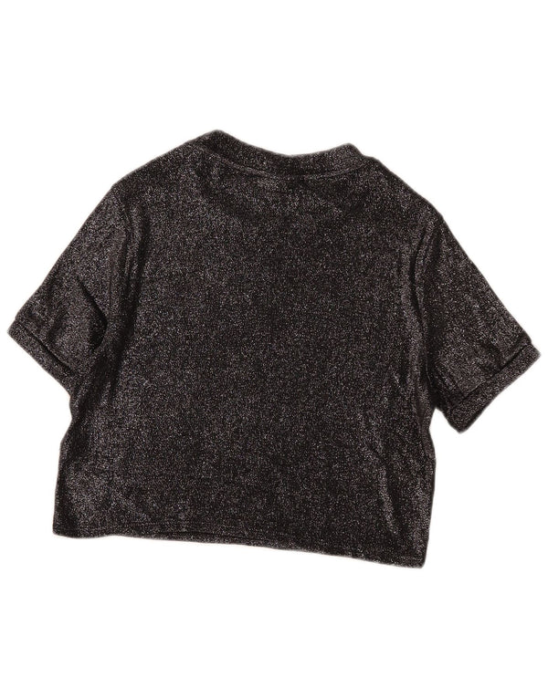 Topshop blusa feminina cropped UK 14 grande viscose preta
