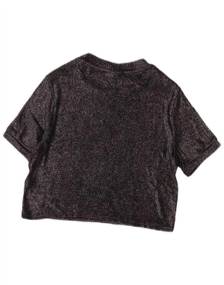 Topshop blusa feminina cropped UK 14 grande viscose preta