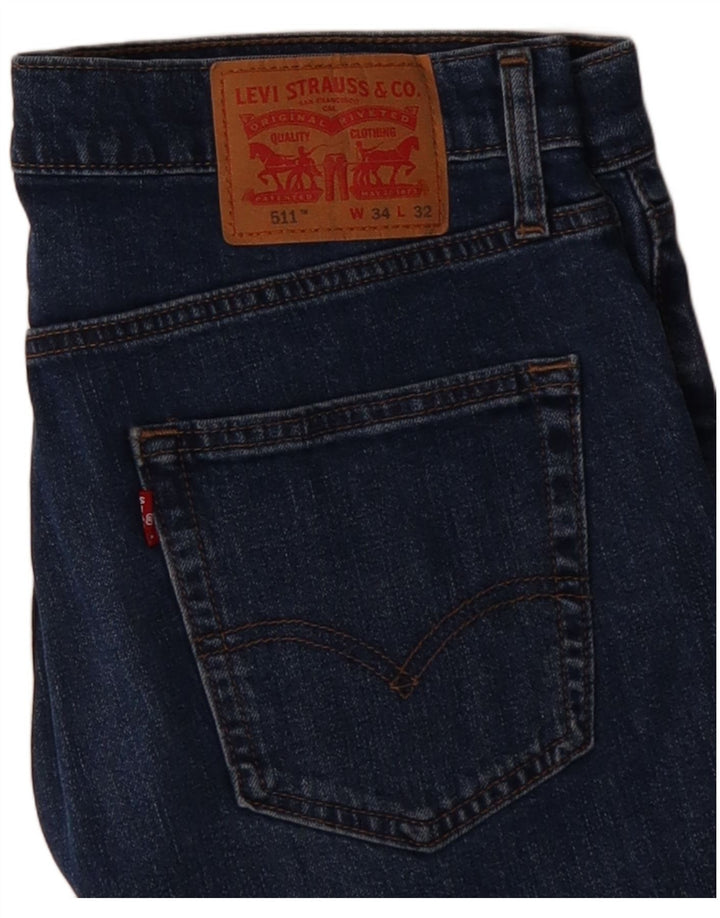 LEVI'S Masculino 511 Slim Jeans W34 L32 Azul Algodão