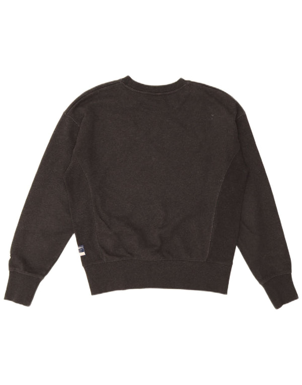 Superdry Womens Oversized Sweatshirt Jumper UK 10 Pequeno Algodão Preto