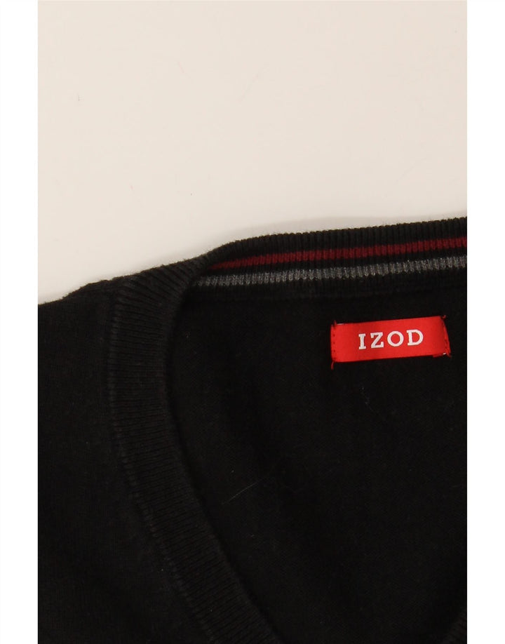 IZOD Mens V-Neck Jumper Sweater Large Black Cotton Vintage Izod and Second-Hand Izod from Messina Hembry 