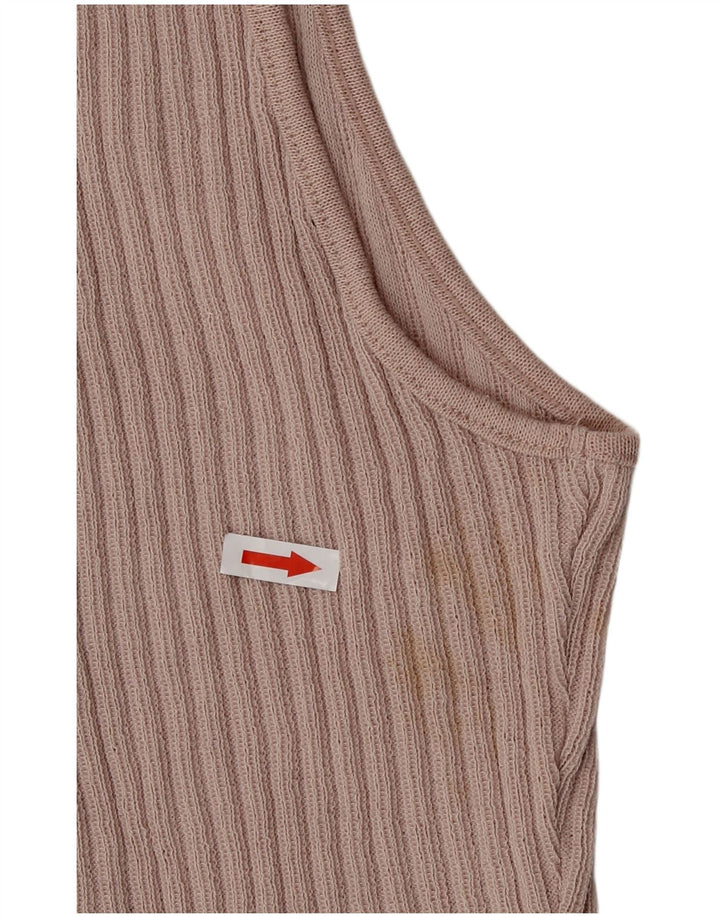 Zara Blusa feminina cropped sem mangas Reino Unido 12 poliéster rosa médio