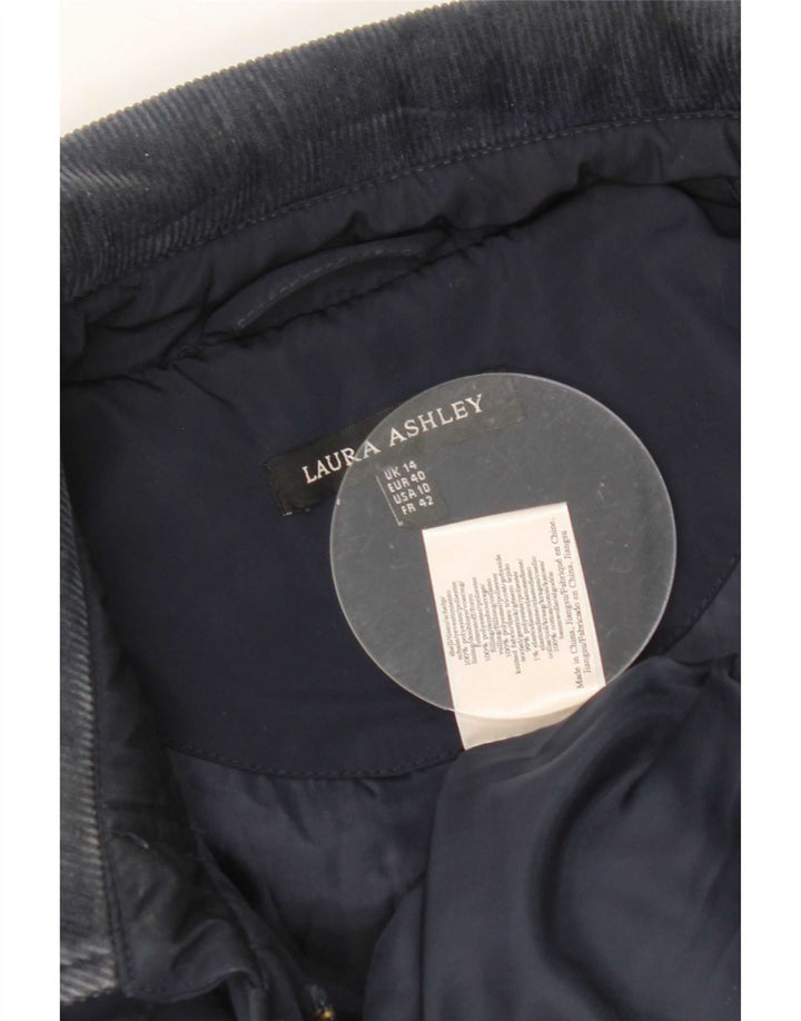 Jaqueta acolchoada feminina Laura Ashley Reino Unido 14 grande poliéster azul marinho