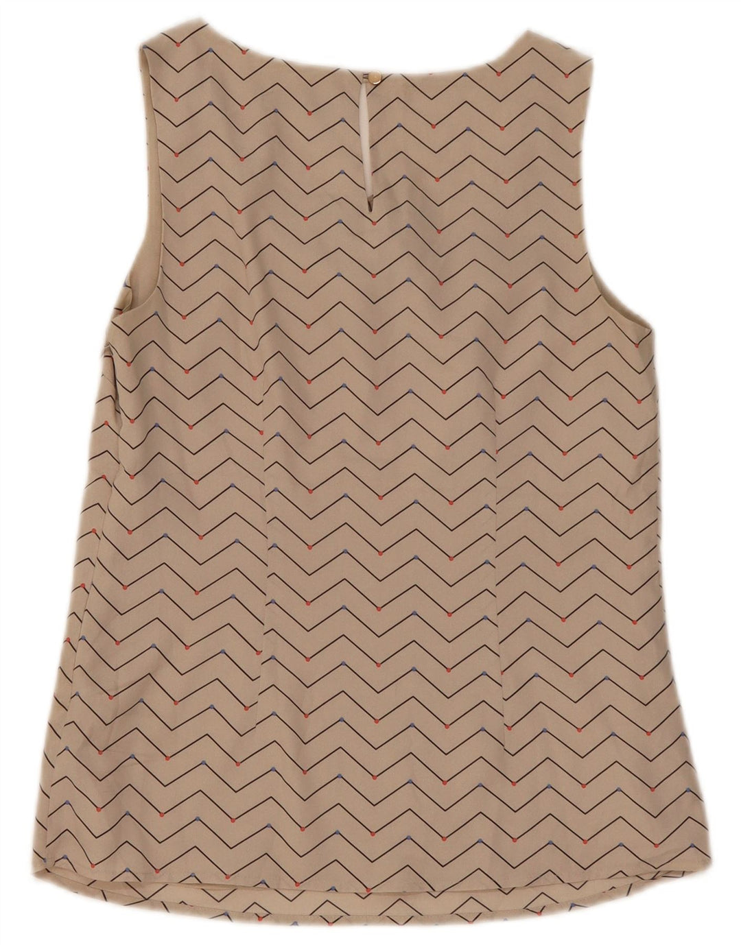 Blusa feminina sem mangas Oasis UK 10 pequena bege geométrica