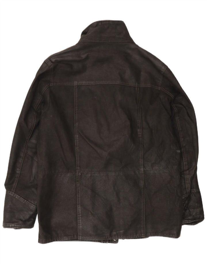Jaqueta de couro masculina vintage IT 52 XL preta