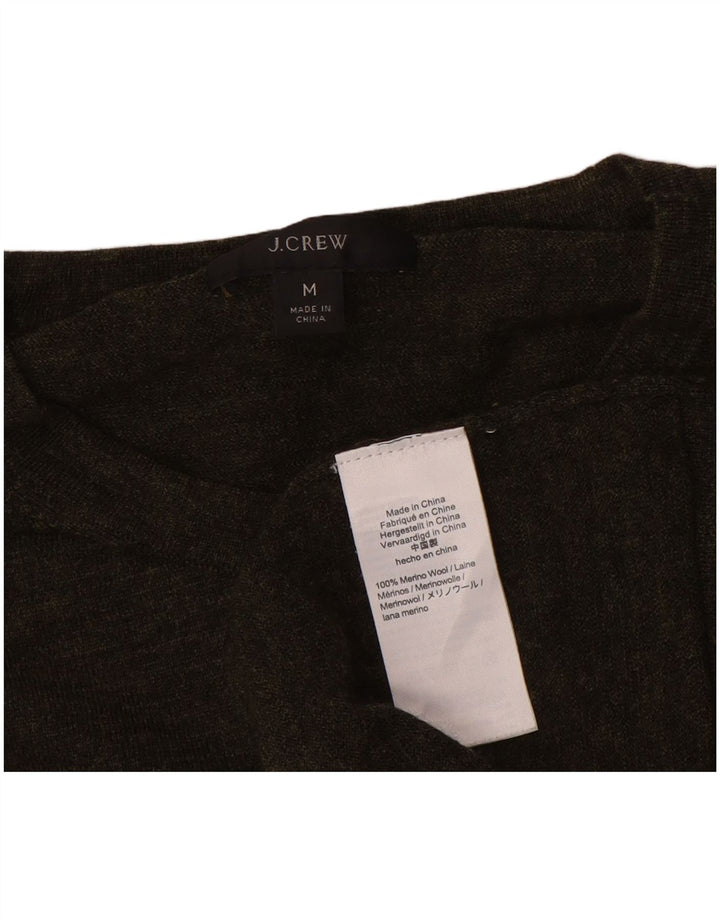 J. CREW Suéter feminino com gola canoa Reino Unido 14 lã merino cáqui médio