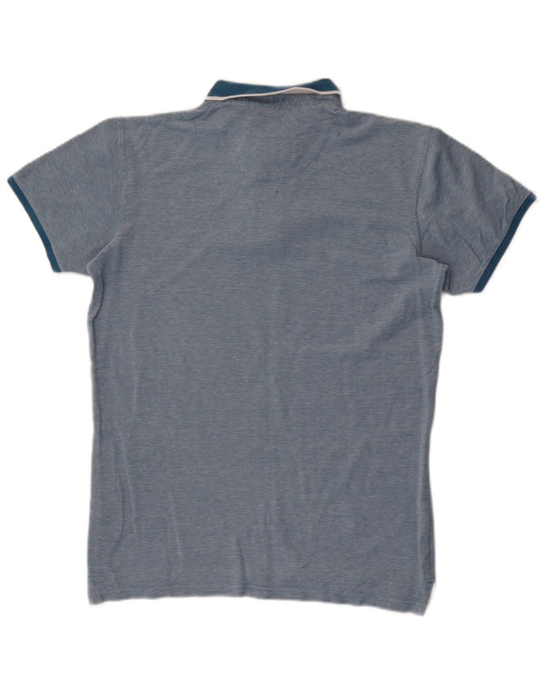 Camisa polo masculina Jack Wills pequena listrada azul de algodão