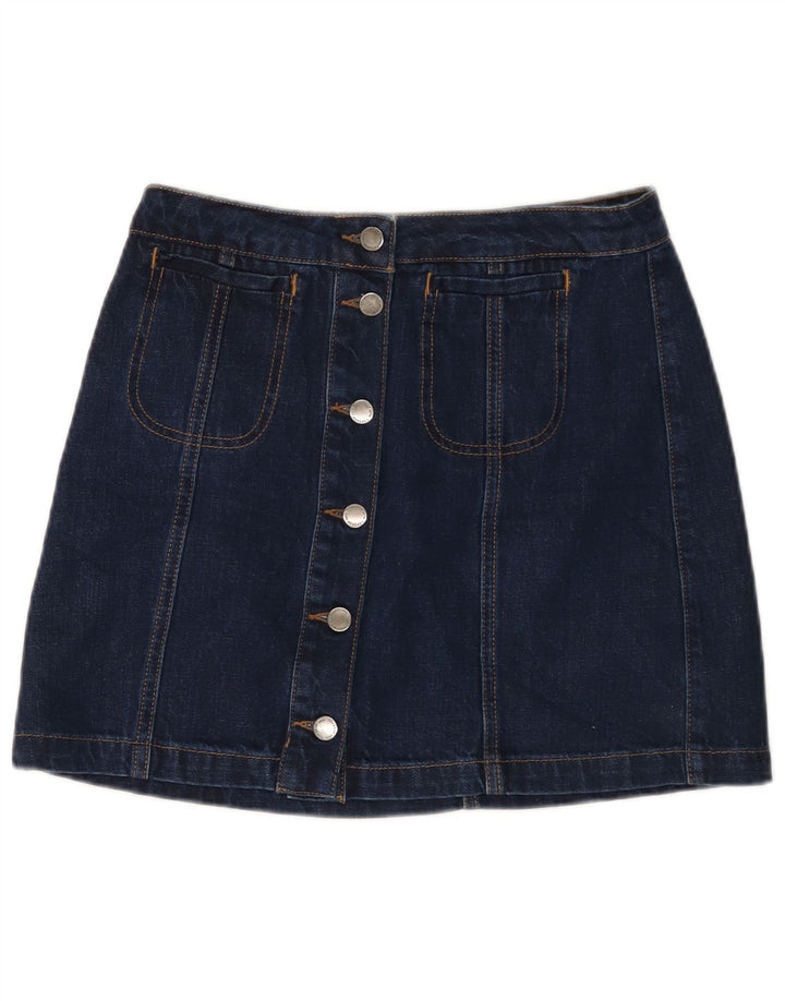 Mini saia jeans feminina Topshop W28 algodão azul marinho médio