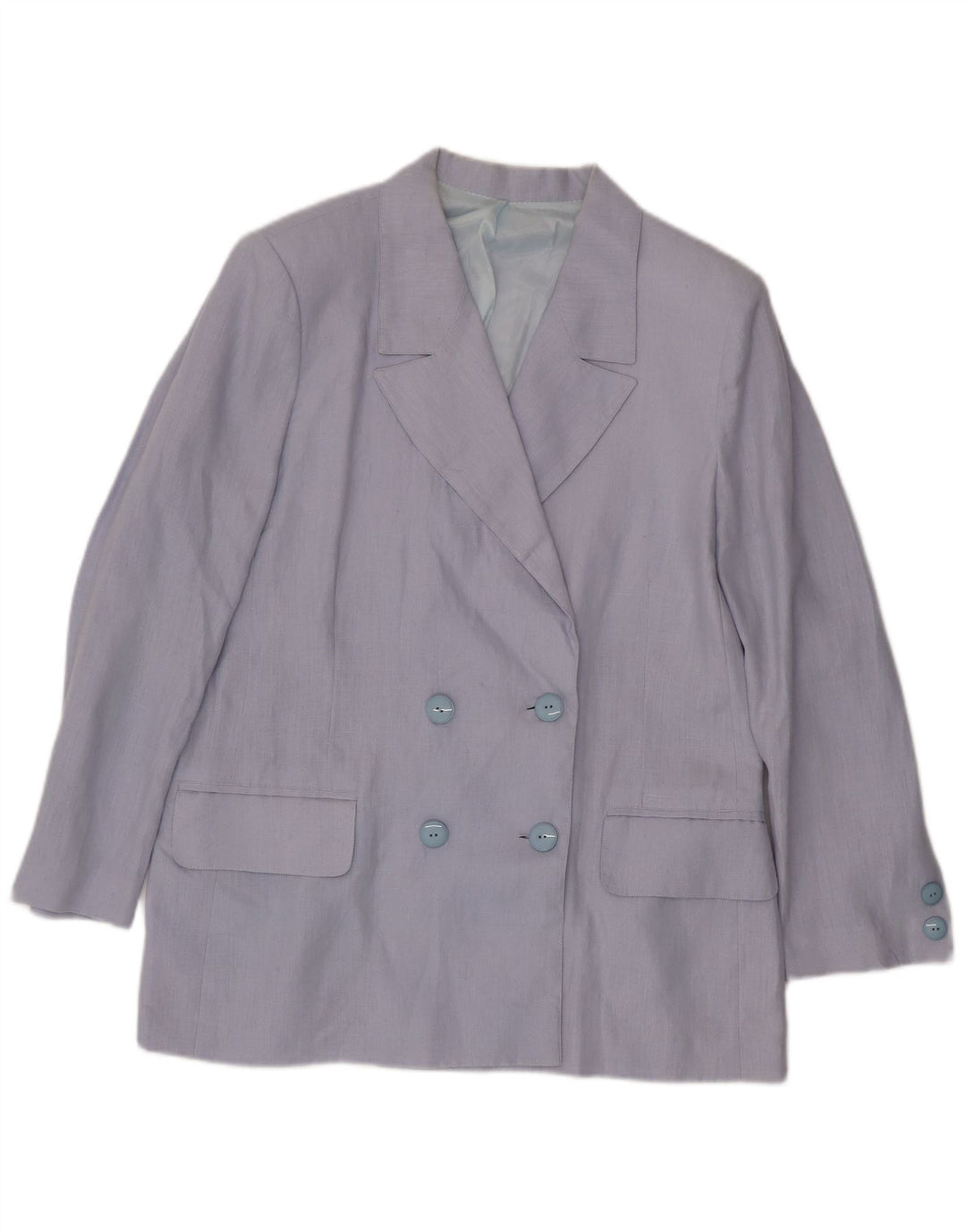 Jaqueta blazer feminina vintage com peito duplo Reino Unido 14 grande azul