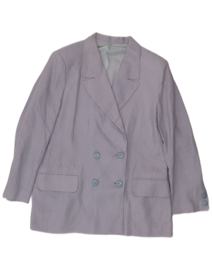 Jaqueta blazer feminina vintage com peito duplo Reino Unido 14 grande azul