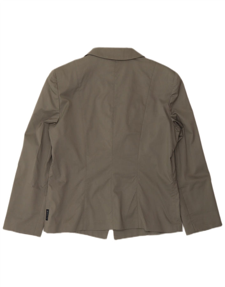 Jaqueta blazer feminina Armani Jeans com 2 botões EUA 14 XL algodão cinza