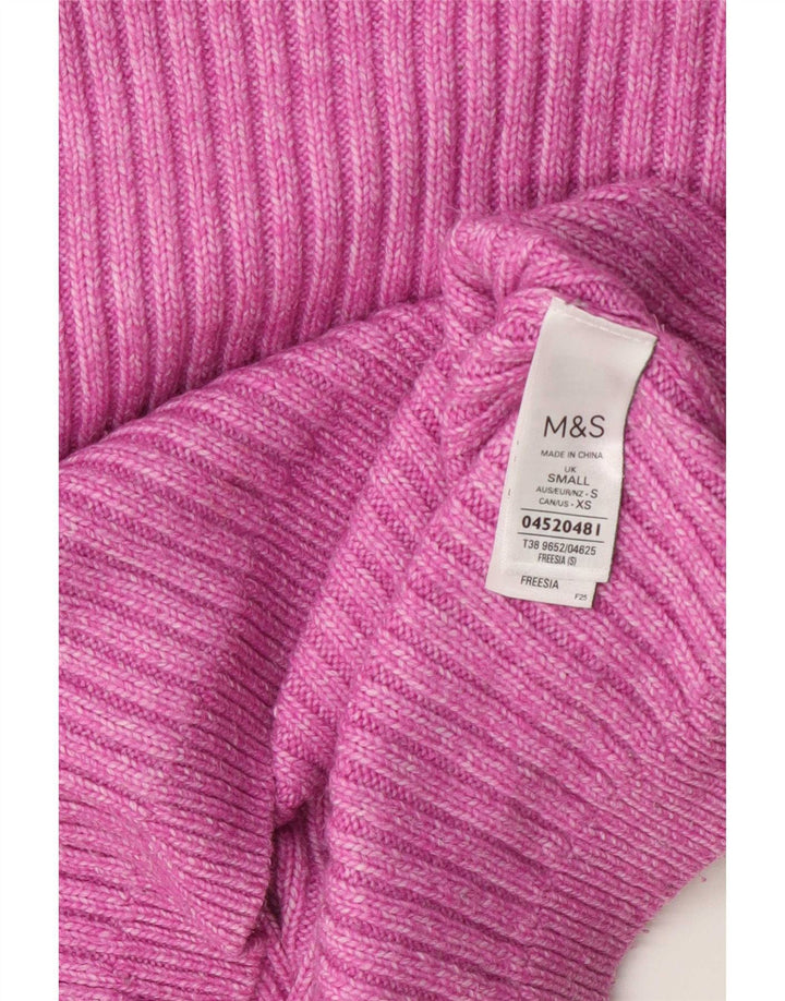 Suéter feminino Marks & Spencer com gola redonda, Reino Unido 10, pequeno, rosa, poliéster