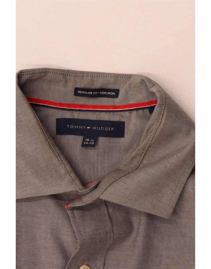 Camisa masculina Tommy Hilfiger Regular Fit tamanho 15 1/2 algodão cinza médio