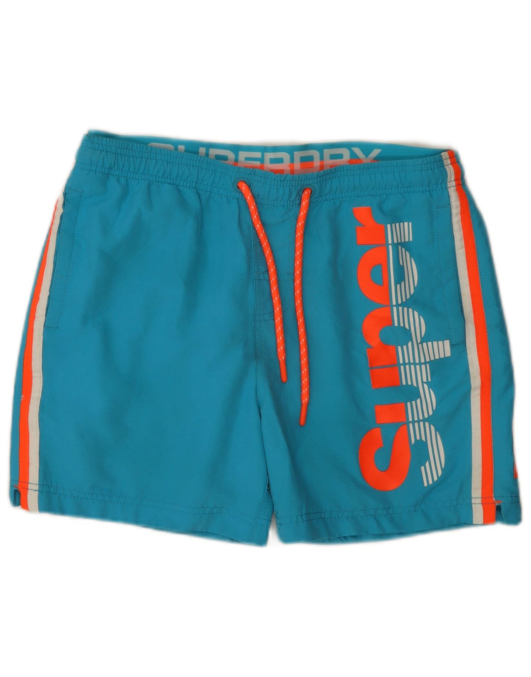 Shorts de natação masculino Superdry Graphic Regular grande bloco colorido azul