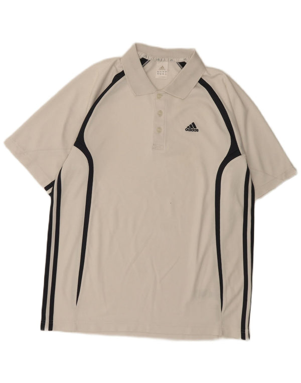 Adidas Mens Climalite Polo Shirt UK 38/40 Medium White Colourblock