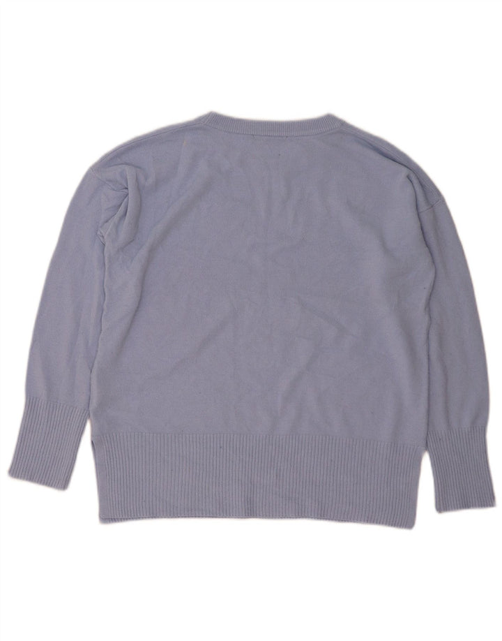Suéter feminino Oasis com estampa abstrata e gola redonda Reino Unido 14 azul médio