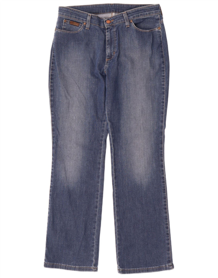 Wrangler feminino curvilíneo bootcut jeans W32 L30 algodão azul
