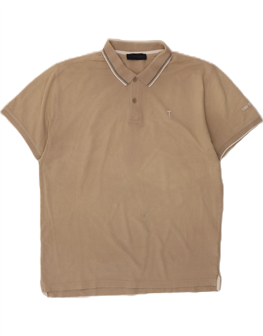 TRUSSARDI Mens Slim Polo Shirt 2XL Beige Cotton Vintage Trussardi and Second-Hand Trussardi from Messina Hembry 