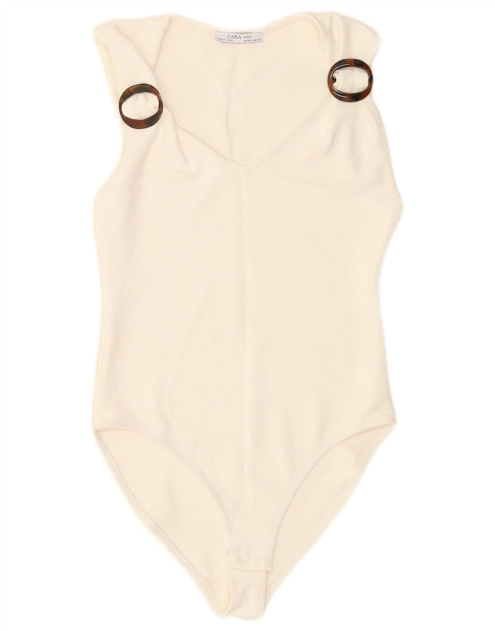 Macacão feminino sem mangas Zara UK 8 pequeno branco