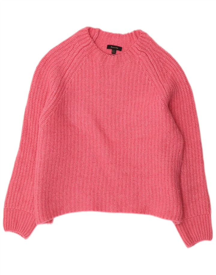 Suéter feminino Massimo Dutti com gola canoa oversized Reino Unido 10 pequeno rosa